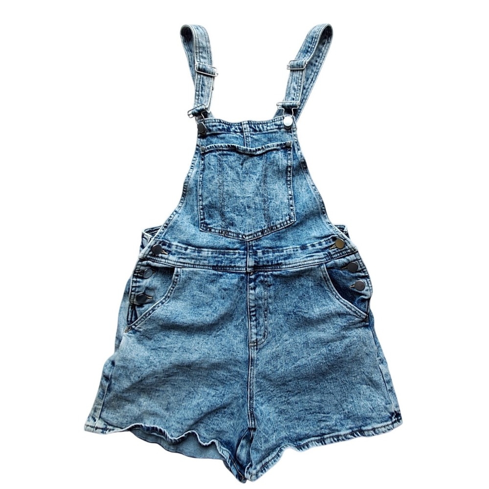 BP Acid Wash Denim Shortalls Light Blue‎ 90s Style Overalls BP450472MI Size M